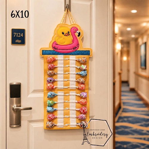 Duck W Flamingo Lollipop Holder Embroidery Design - 6x10